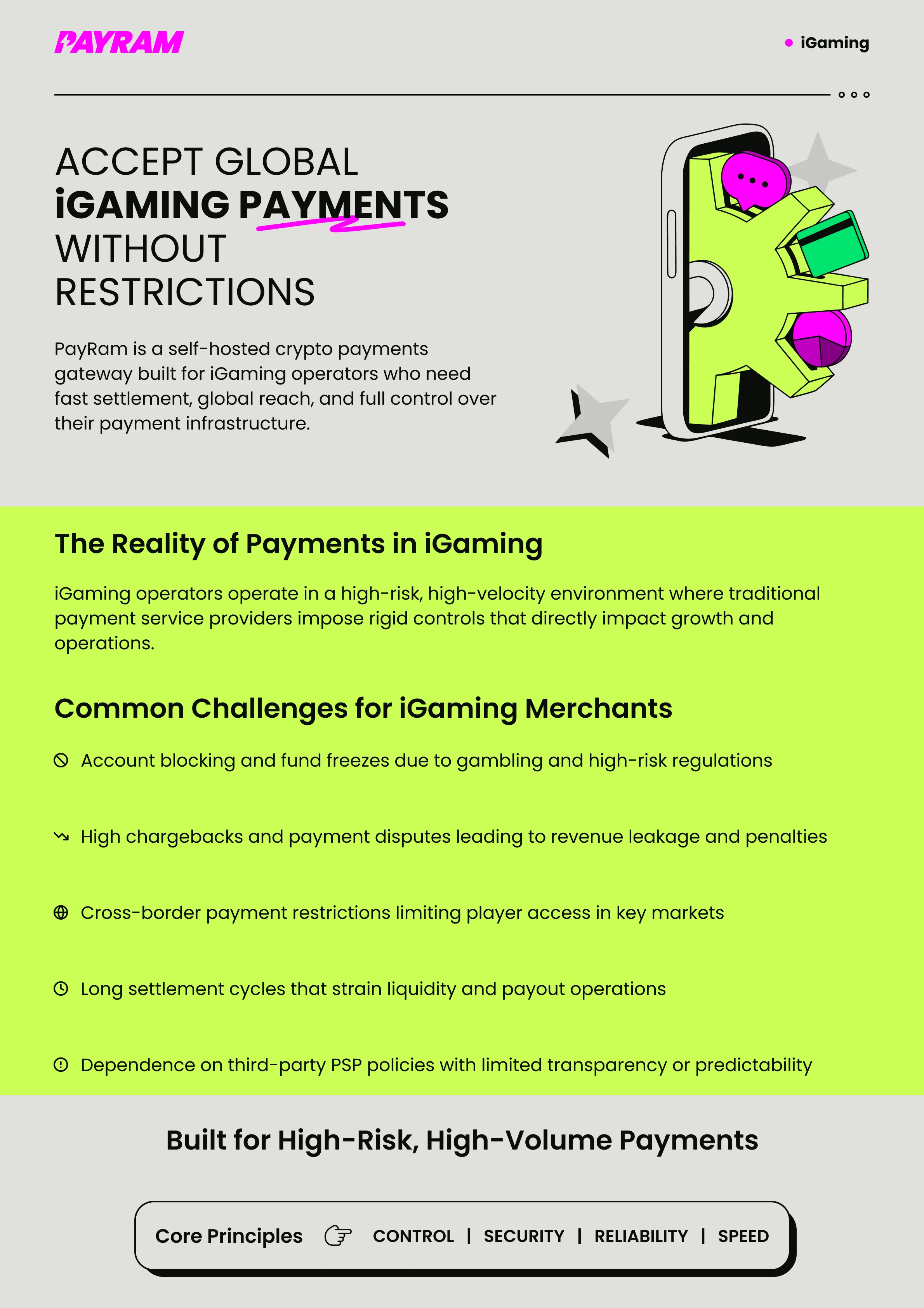 PayRam iGaming one-pager front